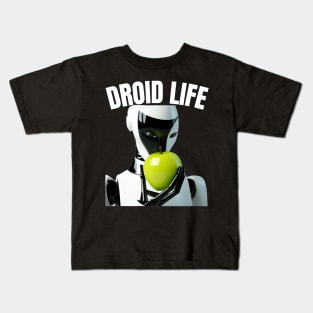 Droid Life Funny Androids Eating Apples Technology Engineering Robot Kids T-Shirt